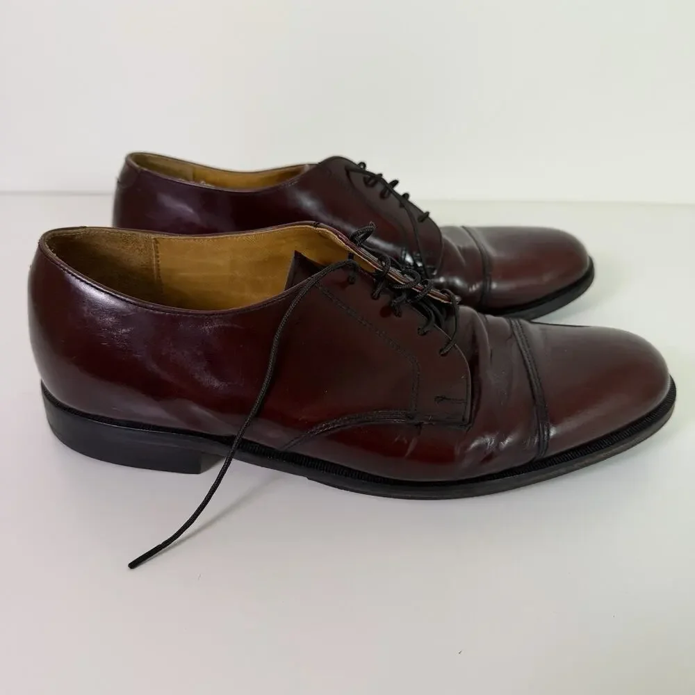 Vintage Cole Haan Burgundy Leather Cap Toe Derby Mens 11D Classic Dress Shoe USA